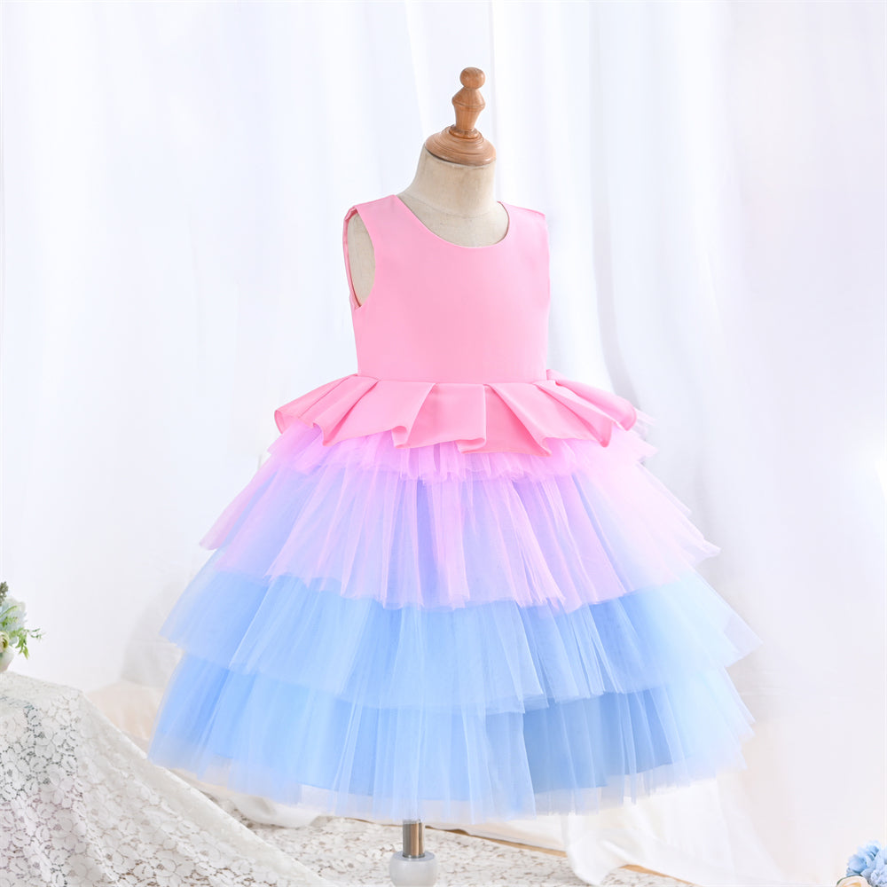 Multicolour Multilayer Fluffy Birthday Party Dress