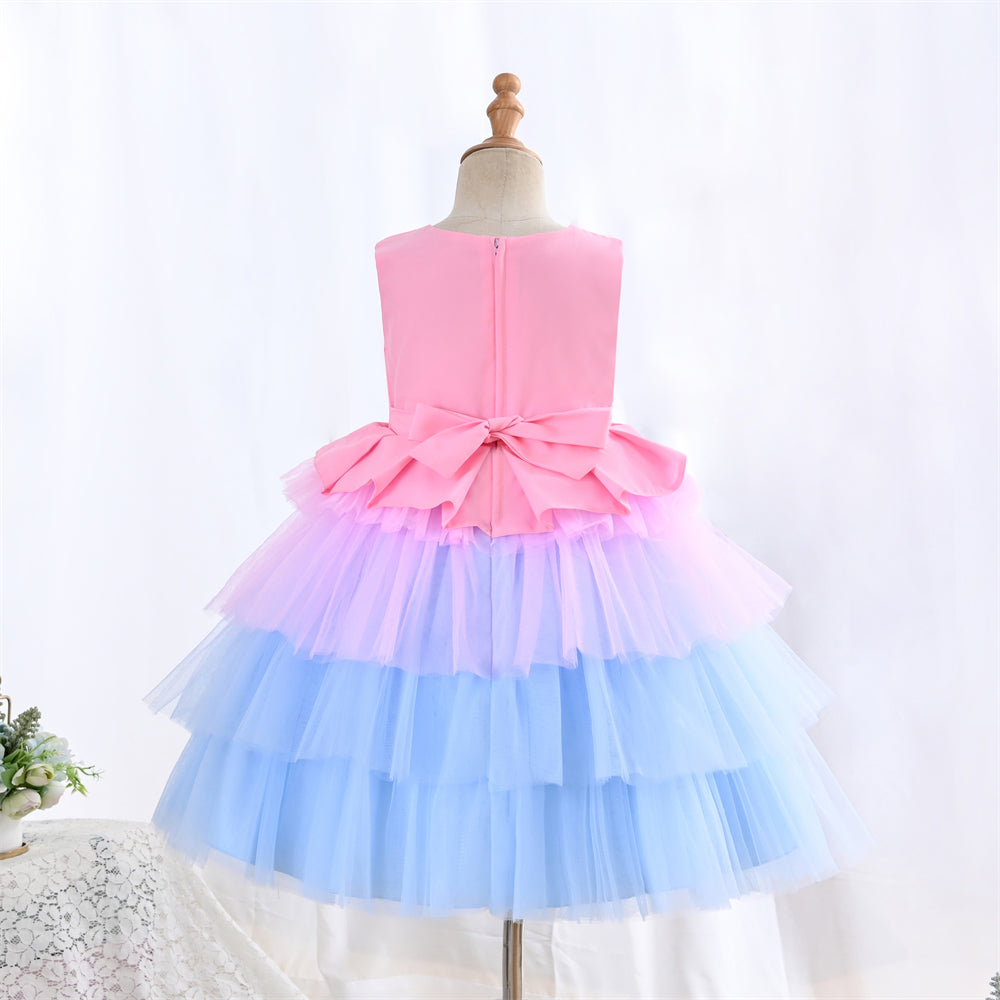 Multicolour Multilayer Fluffy Birthday Party Dress