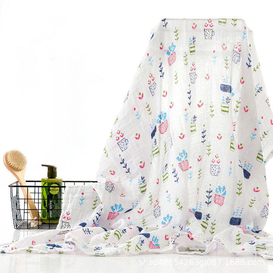 Cartoon Printed 100% Organic Cotton Muslin Baby Swaddle Blanket 10