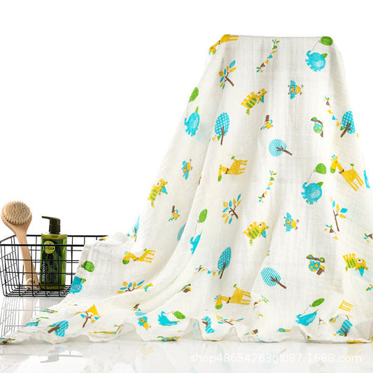 Cartoon Printed 100% Organic Cotton Muslin Baby Swaddle Blanket 11