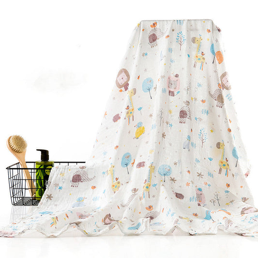 Cartoon Printed 100% Organic Cotton Muslin Baby Swaddle Blanket 6